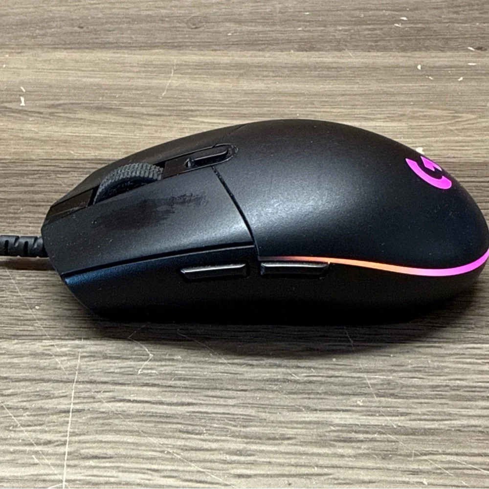 Logitech Black Wired Gaming Mouse with Pink RGB Accent